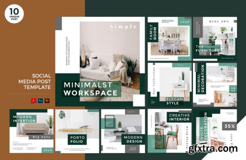 Office Design Social Media Kit PSD & AI Template