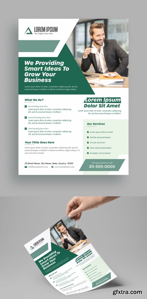 Flyer Layout with Green Accents 315762412