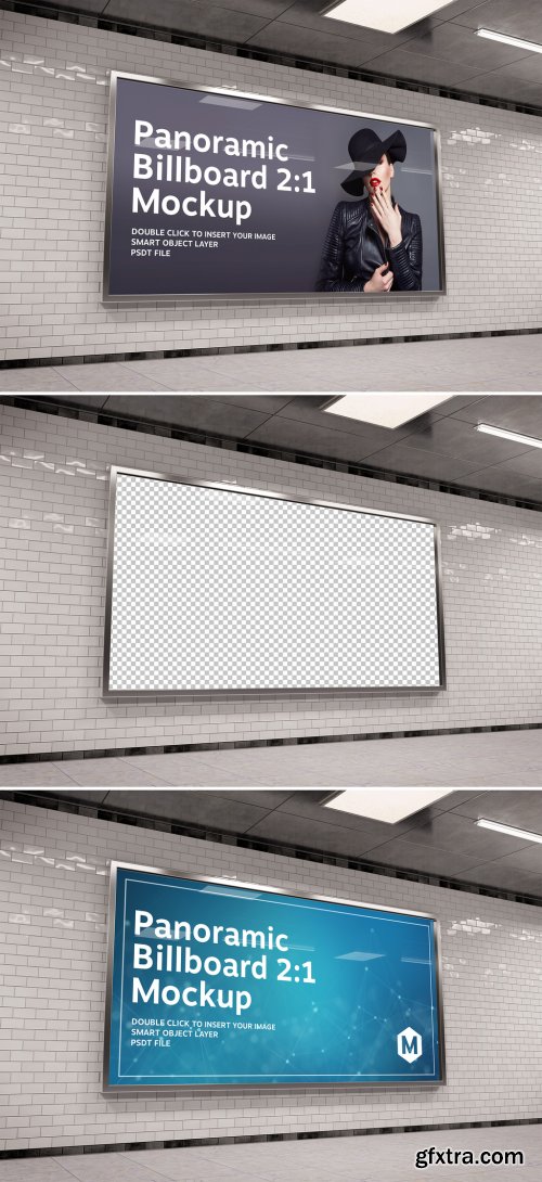 2:1 Aspect Ratio Panoramic Billboard in Underground Mockup 288731009