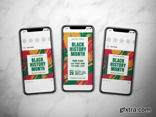 Black History Month Social Media Post Layout Set with Abstract Background 317318729