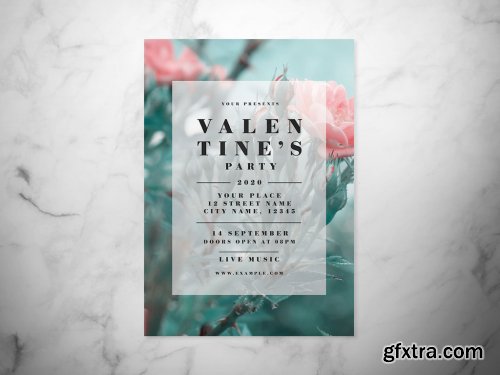 Valentine's Day Event Flyer Layout with Light Pink Border 317318786