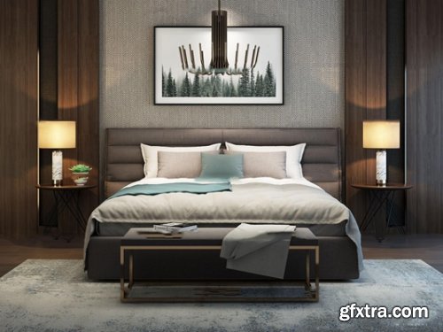 Modern Double Bedside Table Decoration Combination 02