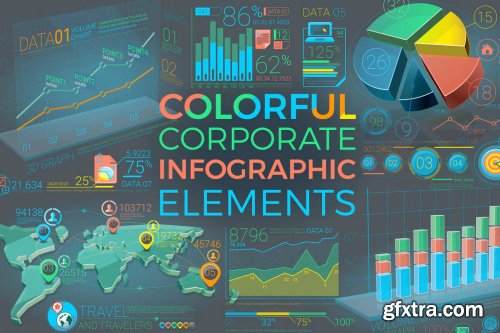 Colorful Corporate Infographic Elements, Editable 10xEPS, Layered 10xPSD 