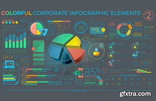 Colorful Corporate Infographic Elements, Editable 10xEPS, Layered 10xPSD 
