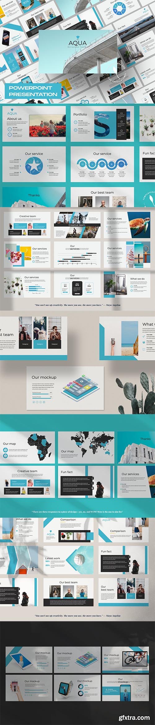 Aqua Business Powerpoint, Keynote and Google Slides Presentation