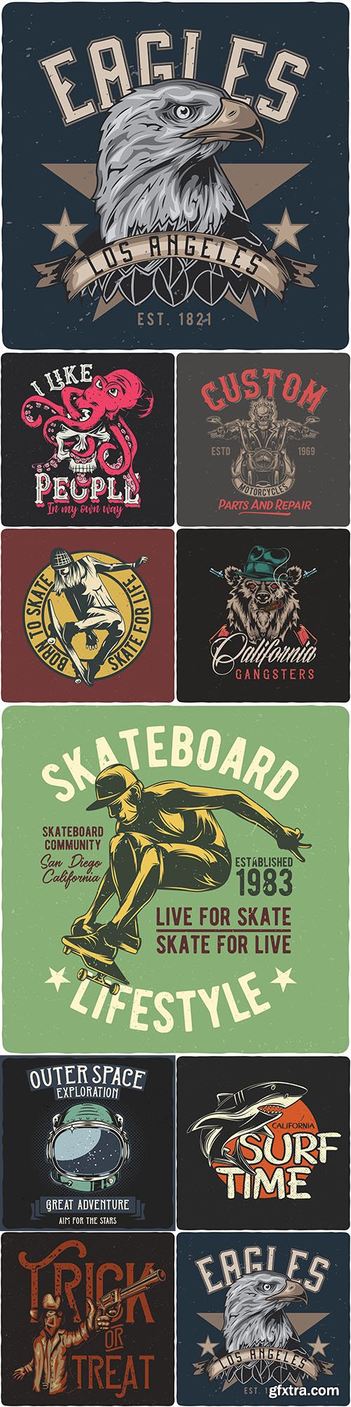 American emblem and mascot vintage design illustrations