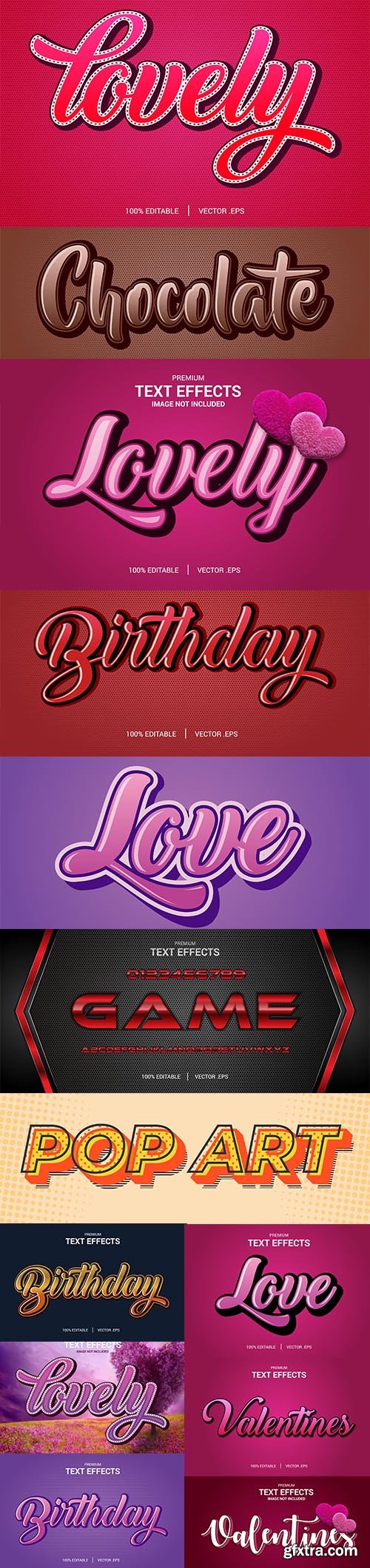 Vector Text Effect Template Set Vector Text Effect Template Set