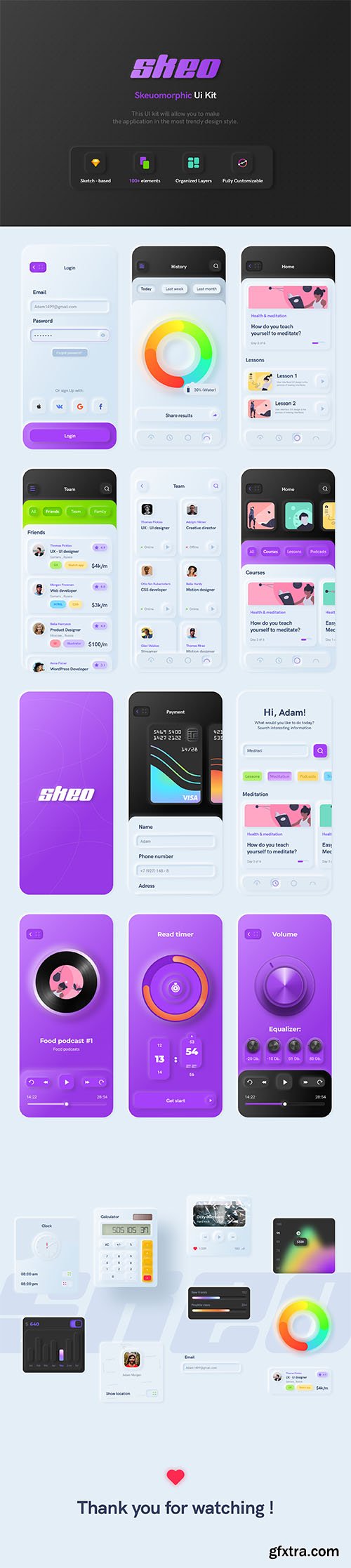 Skeo-Skeuomorphic UI Kit