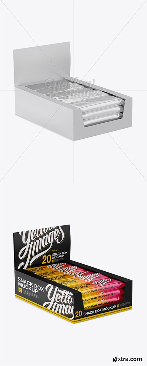 20 Snack Bars Display Box Mockup - Halfside View (High-Angle Shot) 13384