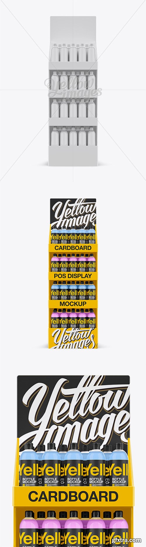 Cardboard POS Display With Plastic Bottles Mockup - Front View 13007 Cardboard POS Display With Plastic Bottles Mockup - Front View 13007