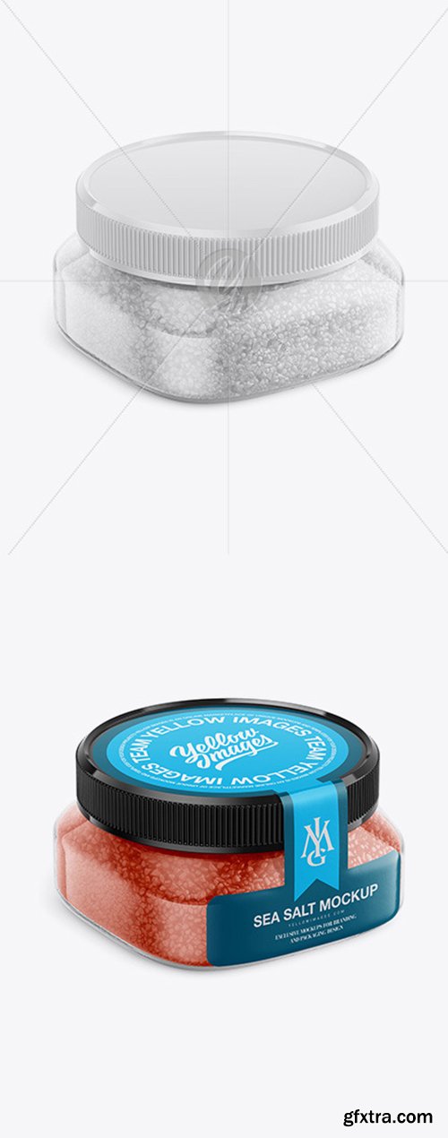 Glass Jar with Sea Salt Mockup - Half Side View (high-angle shot) 54435 Glass Jar with Sea Salt Mockup - Half Side View (high-angle shot) 54435