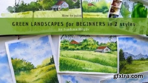 Green Watercolor Landscapes for Beginners - in 2 styles