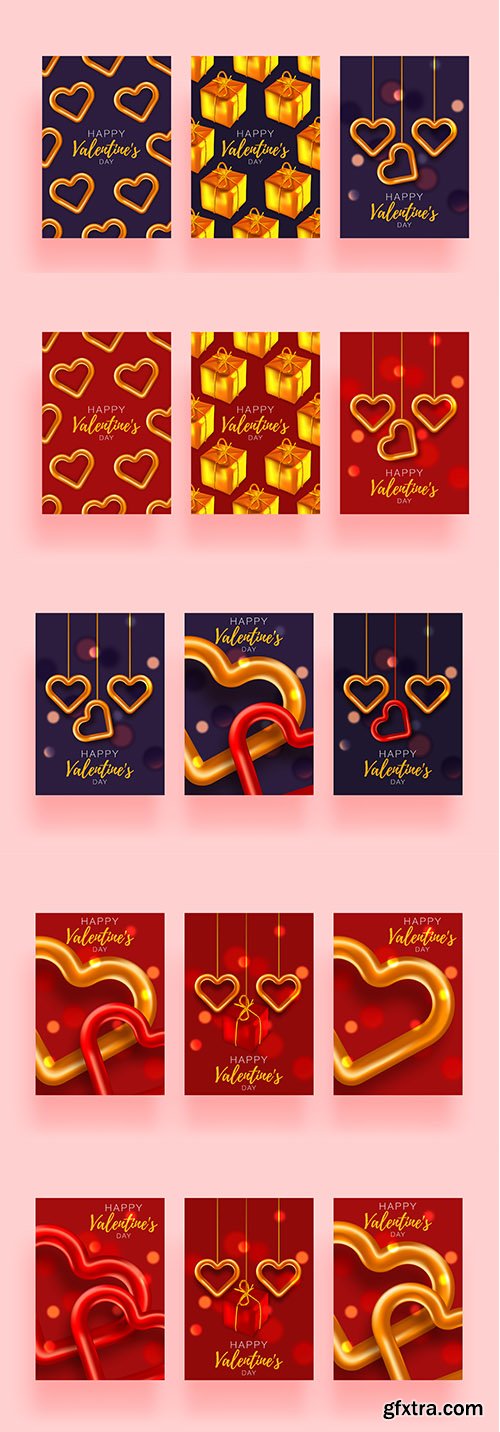 Valentines Day Banner Vector Template Set Valentines Day Banner Vector Template Set