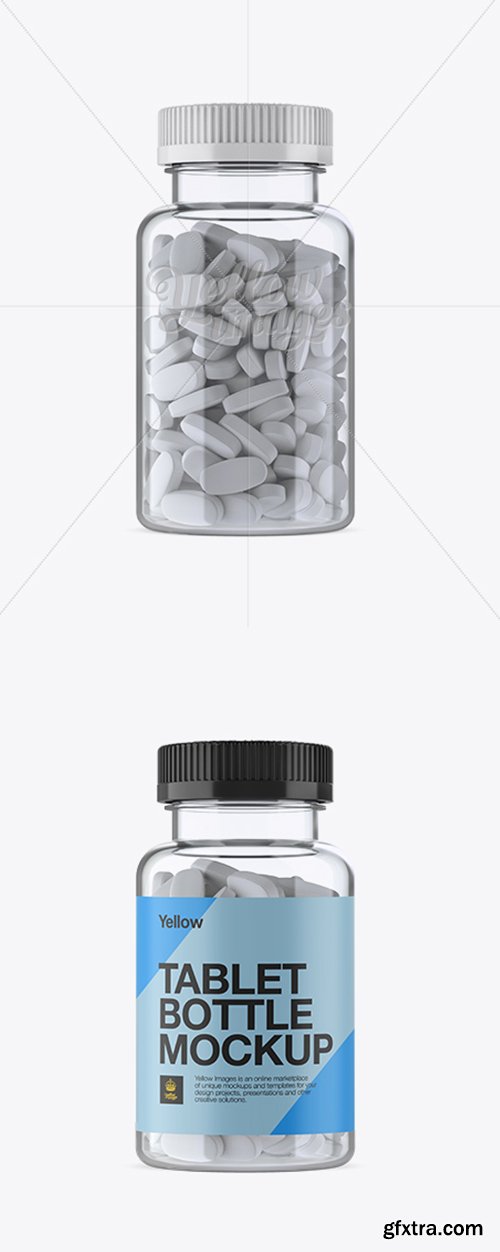 Clear Pill Bottle Mockup - Front View 14382