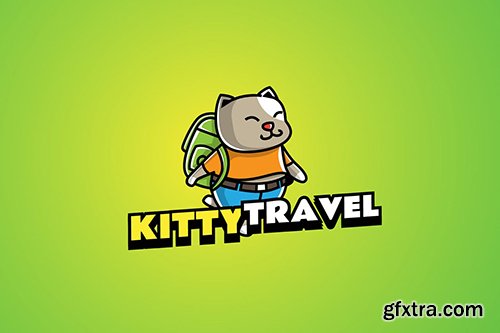 kitty travel - Mascot Logo kitty travel - Mascot Logo
