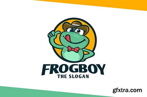 Retro Friendly Frog Mascot Character Logo