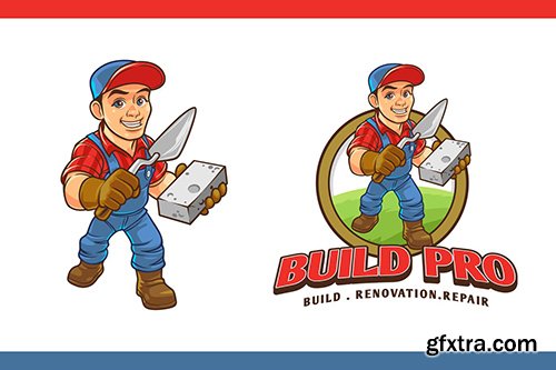 Construction Worker Mascot Character Logo Construction Worker Mascot Character Logo