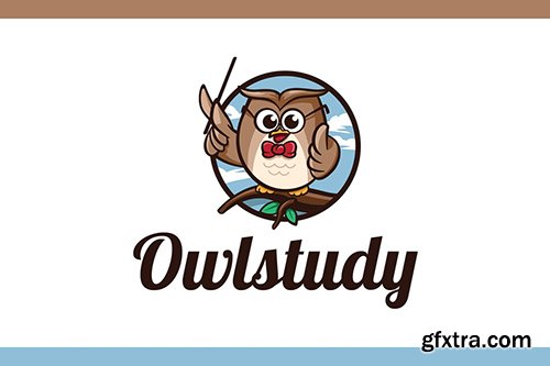 Cartoon Smart Owl Mascot Character Logo