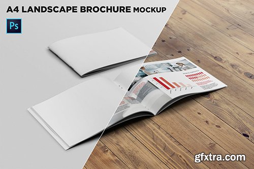 Cover & Open Landscape Brochure Mockup Cover & Open Landscape Brochure Mockup