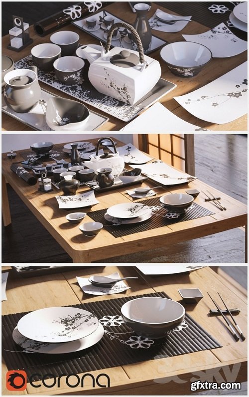 A set of dishes in the Japanese style. / Japanesestyle tableware » GFxtra