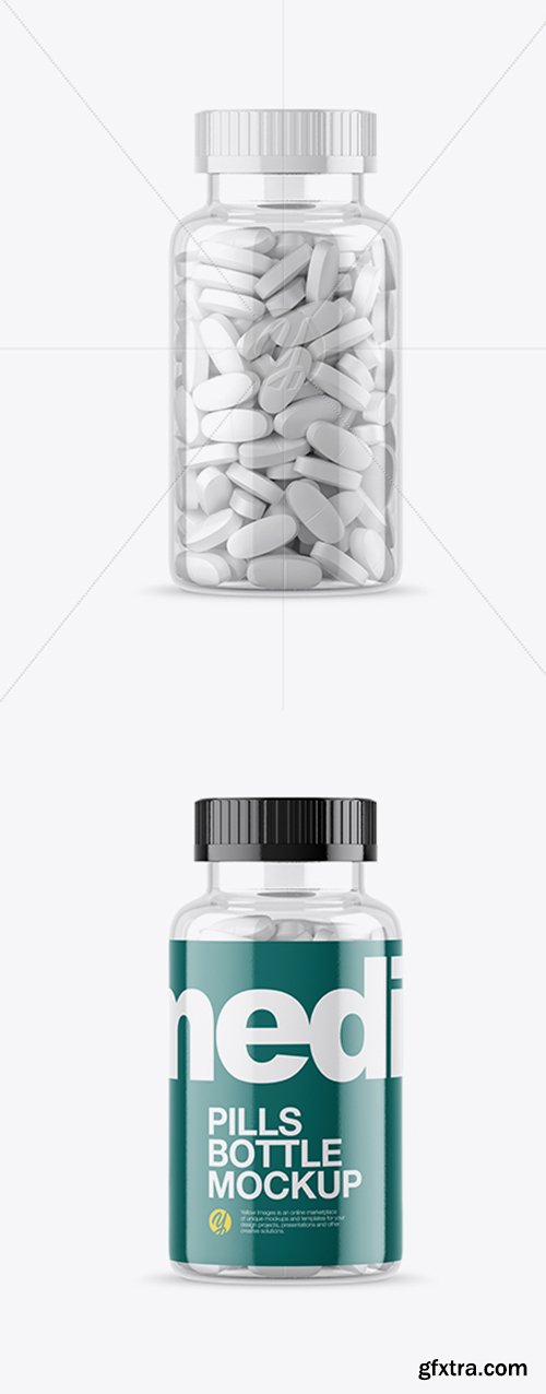 Clear Bottle With White Pills Mockup 23661 Clear Bottle With White Pills Mockup 23661