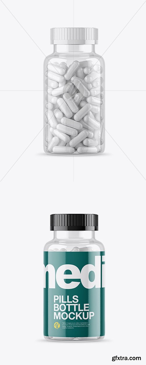 Clear Bottle With White Pills Mockup 21906 Clear Bottle With White Pills Mockup 21906