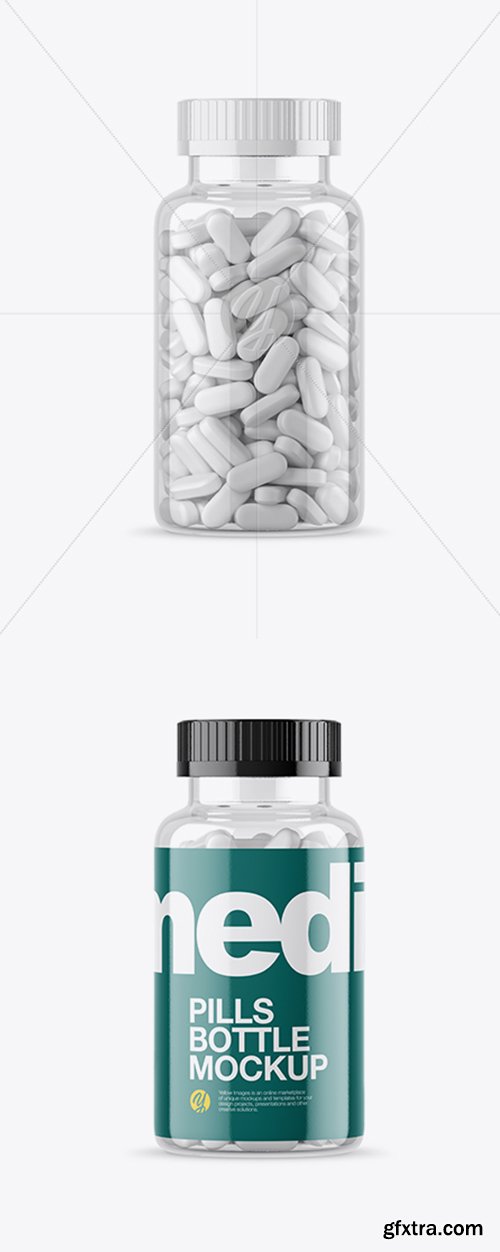 Clear Bottle With White Pills Mockup 21422 Clear Bottle With White Pills Mockup 21422