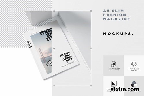 A5 Slim Fashion Magazine Mockup Set