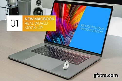 New MacBook 15 Touchbar on Desk Real World Mock-up