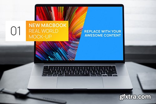 New MacBook Touchbar Dark Photo Real World Mock-up
