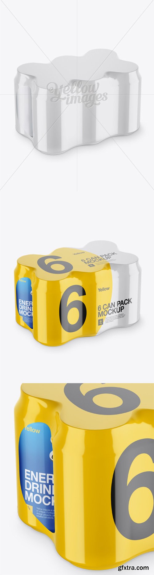Pack with 6 Alminium Cans Mockup - Halfside View 15336