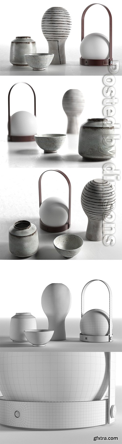Cgtrader - Carrie Portable Lamp with Vases 3D model