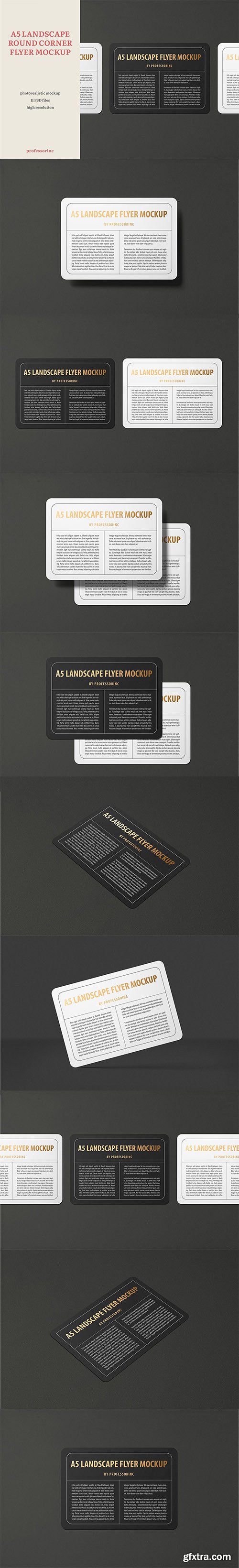 A5 Landscape Round Corner Flyer Mockup