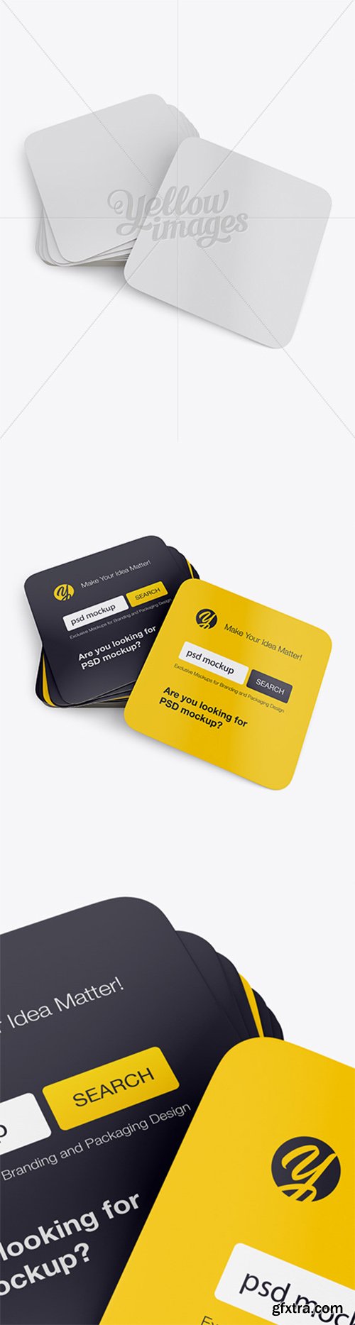 Stack of Square Business Cards Mockup 18105