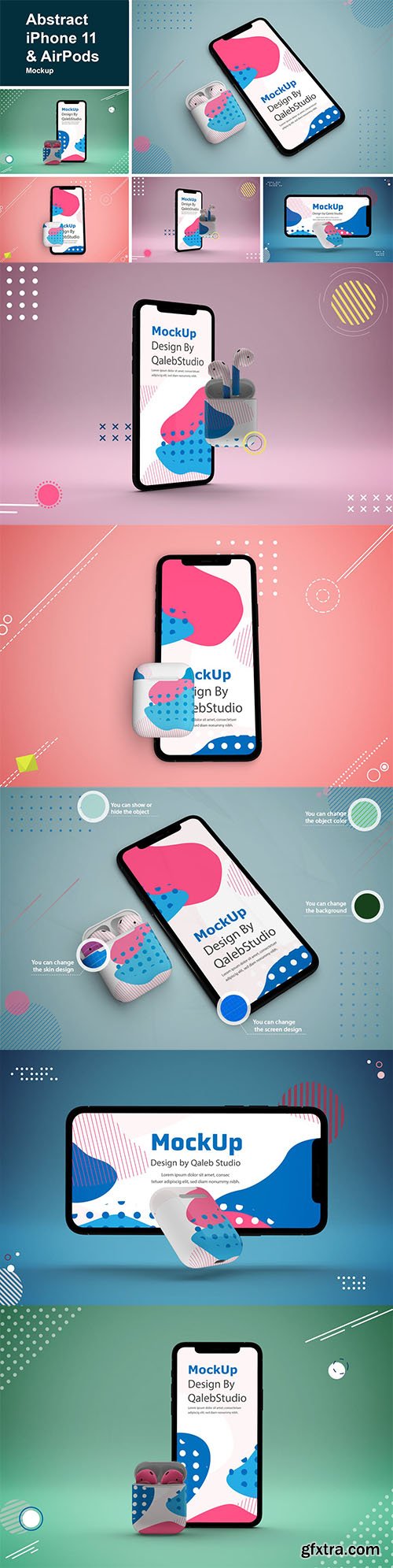 Abstract iPhone 11 & AirPods Mockup Abstract iPhone 11 & AirPods Mockup