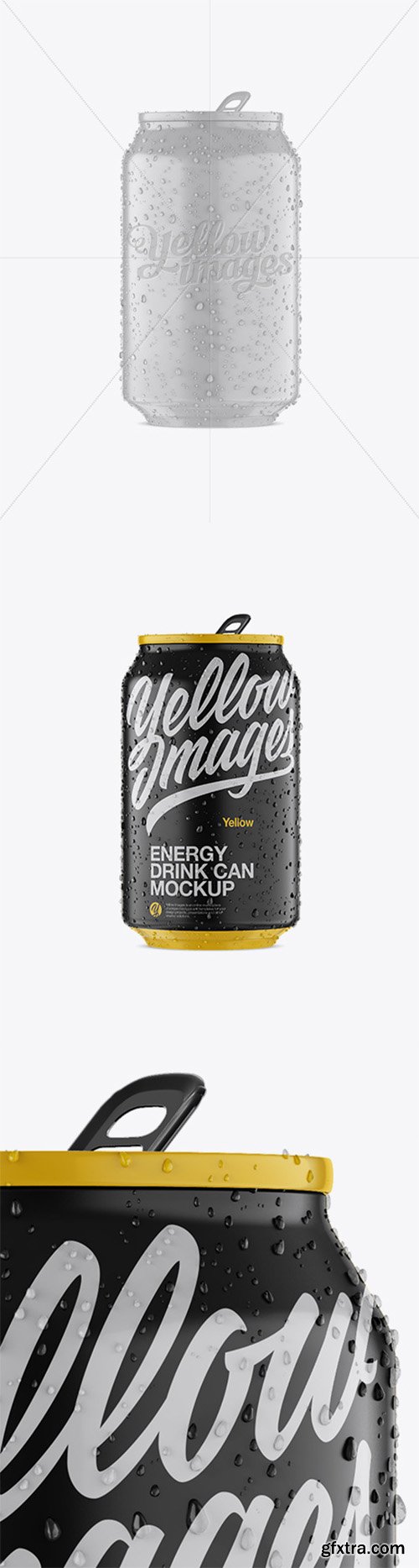 330ml Matte Aluminium Can W/ Condensation Mockup - Front View 18934