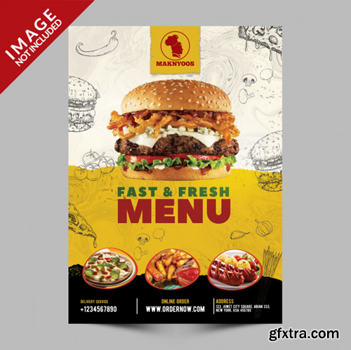 Fast and fresh menu promotion flyer Premium Psd