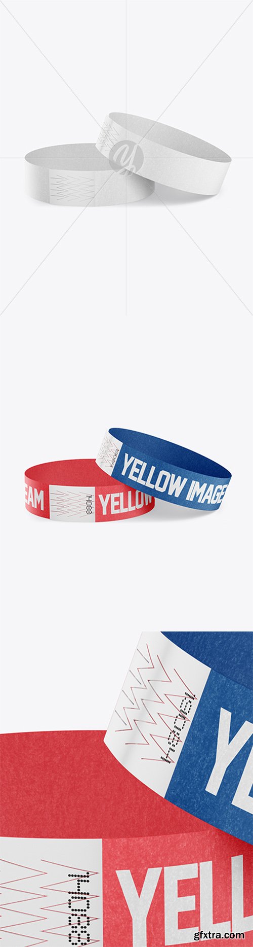 Two Paper Wristbands Mockup - Front View (High Angle Shot) 30457 Two Paper Wristbands Mockup - Front View (High Angle Shot) 30457