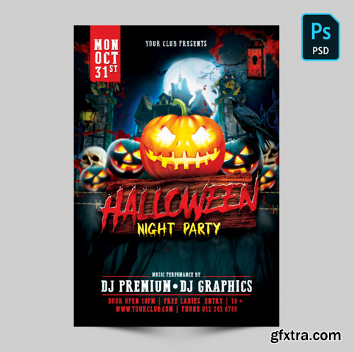 Halloween night party flyer Premium Psd