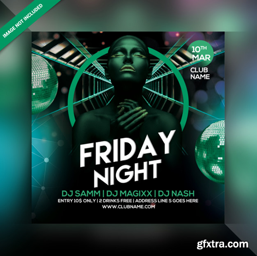 Friday night party flyer Premium Psd