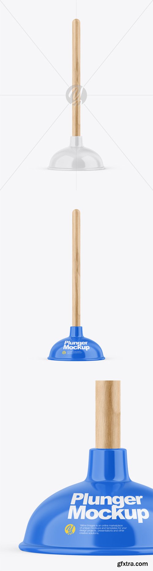 Glossy Plunger W/ Wooden Handle Mockup 55327 Glossy Plunger W/ Wooden Handle Mockup 55327