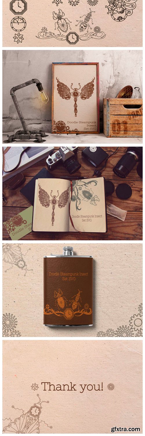 Doodle Steampunk Insect Set 2974494