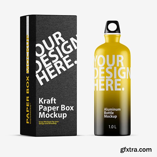 Metal Sport Bottle with Cardboard Box Mockup 1 194323813