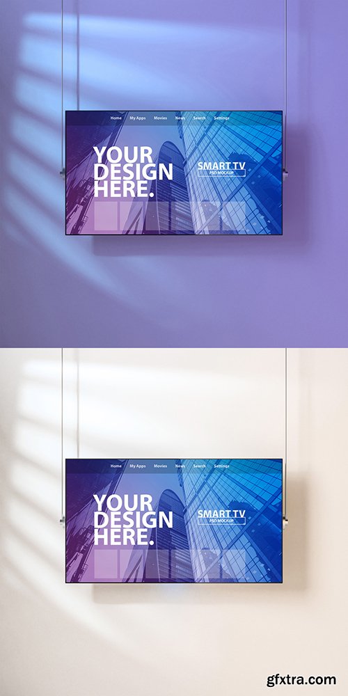 Smart TV Hanging on Wall Mockup 217790219 Smart TV Hanging on Wall Mockup 217790219