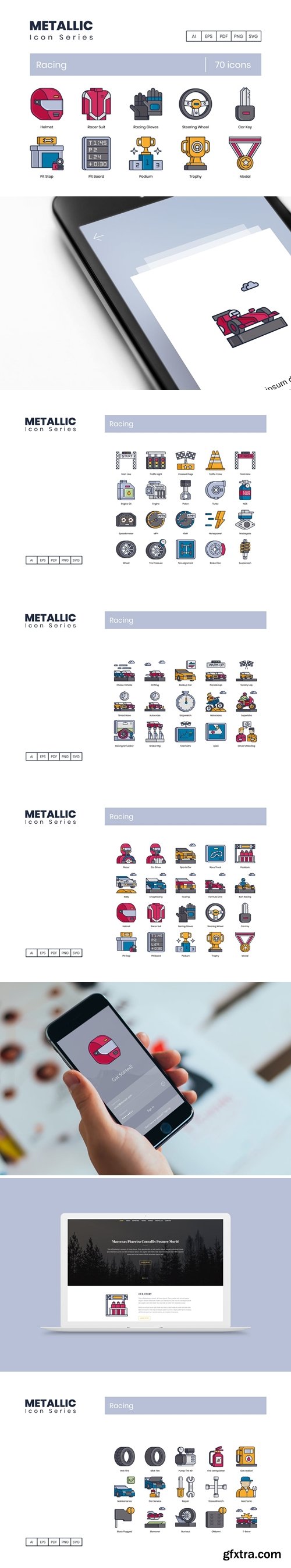 70 Racing Icons - Metallic Series