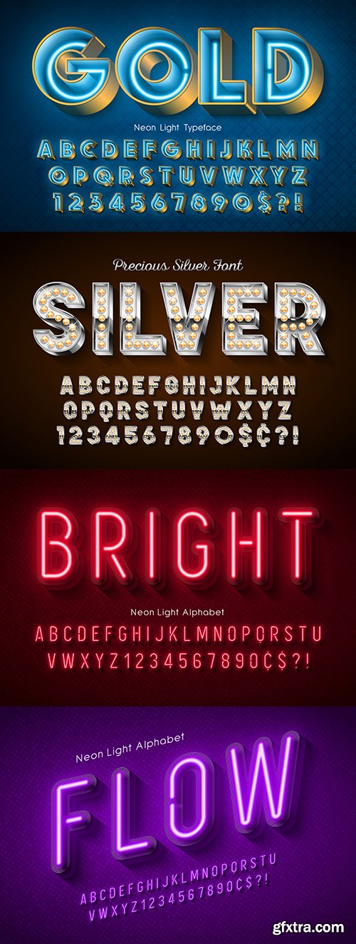 Editable font neon effect text collection illustration 27
