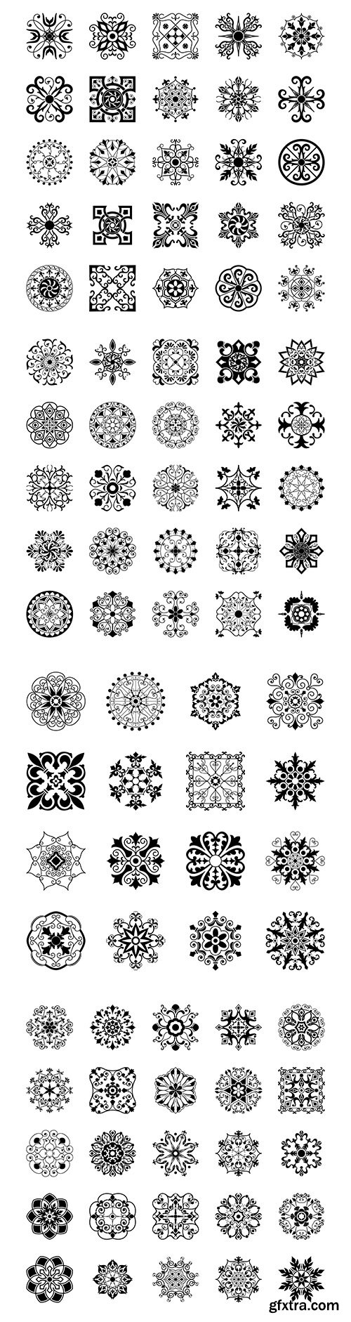 Decorative elements for design set in black color
