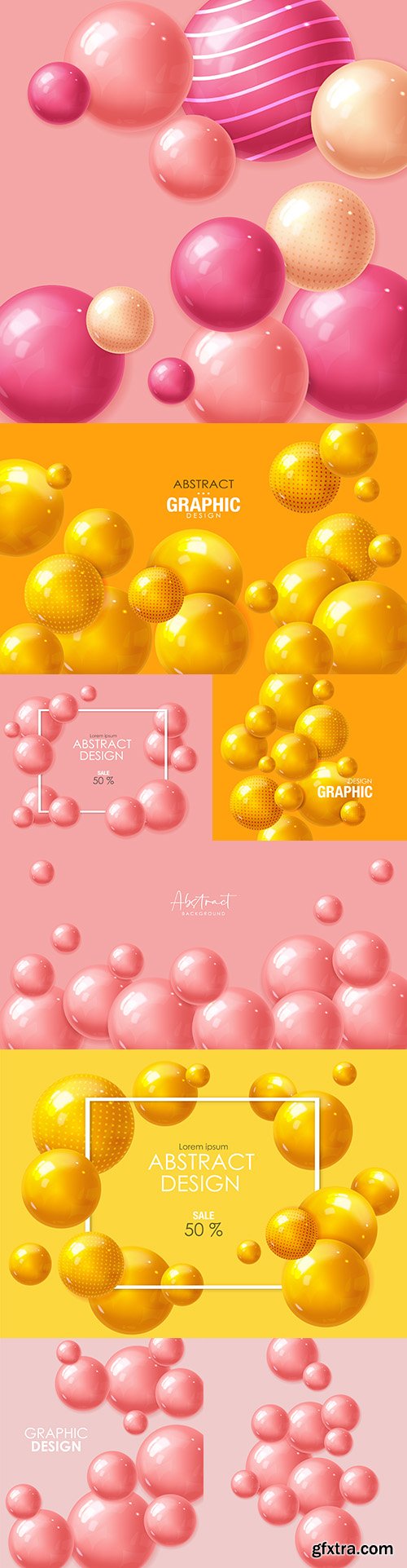 Realistic sphere pink and yellow abstract background
