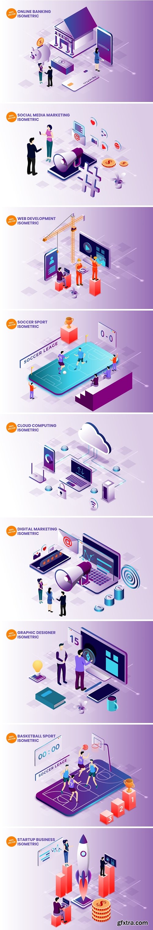 Isometric Web Development Vector Illustration