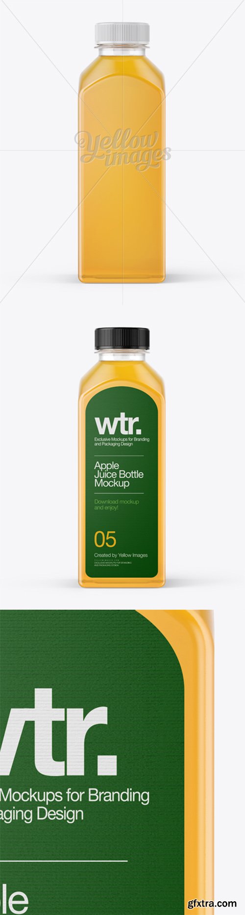 Square Apple Juice Bottle Mockup - Front View 14615 Square Apple Juice Bottle Mockup - Front View 14615